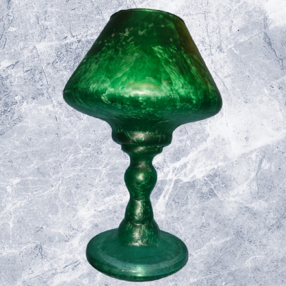 HAEGER LARGE DESK LAMP SHAPED VASE PLANTER DEEP GREEN DRIP SPLASH